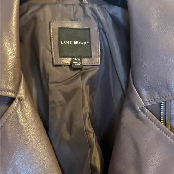 Lane Bryant Faux-Leather Moto Jacket Brown Mauve Sz 14/16 - Picture 7 of 9